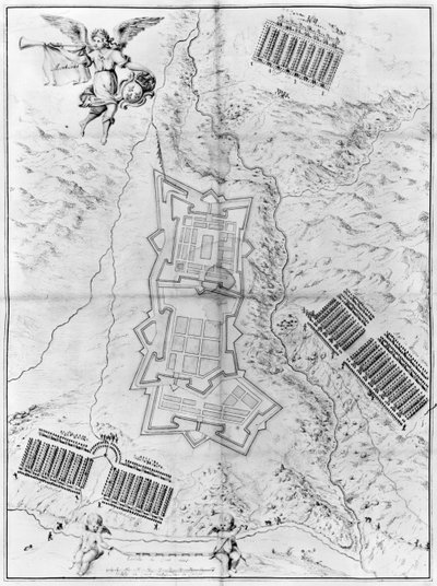 モンルイの町と城塞の計画と地図 作： French School